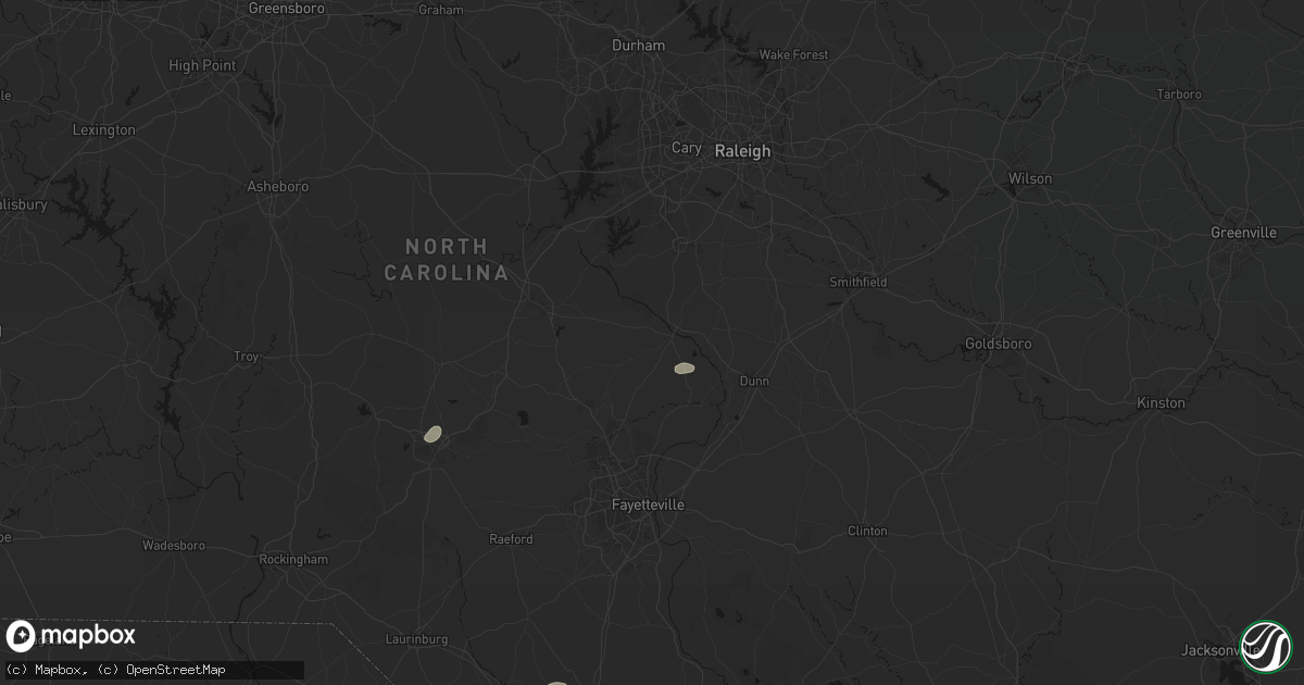 Hail map in Lillington, NC on July 12, 2026