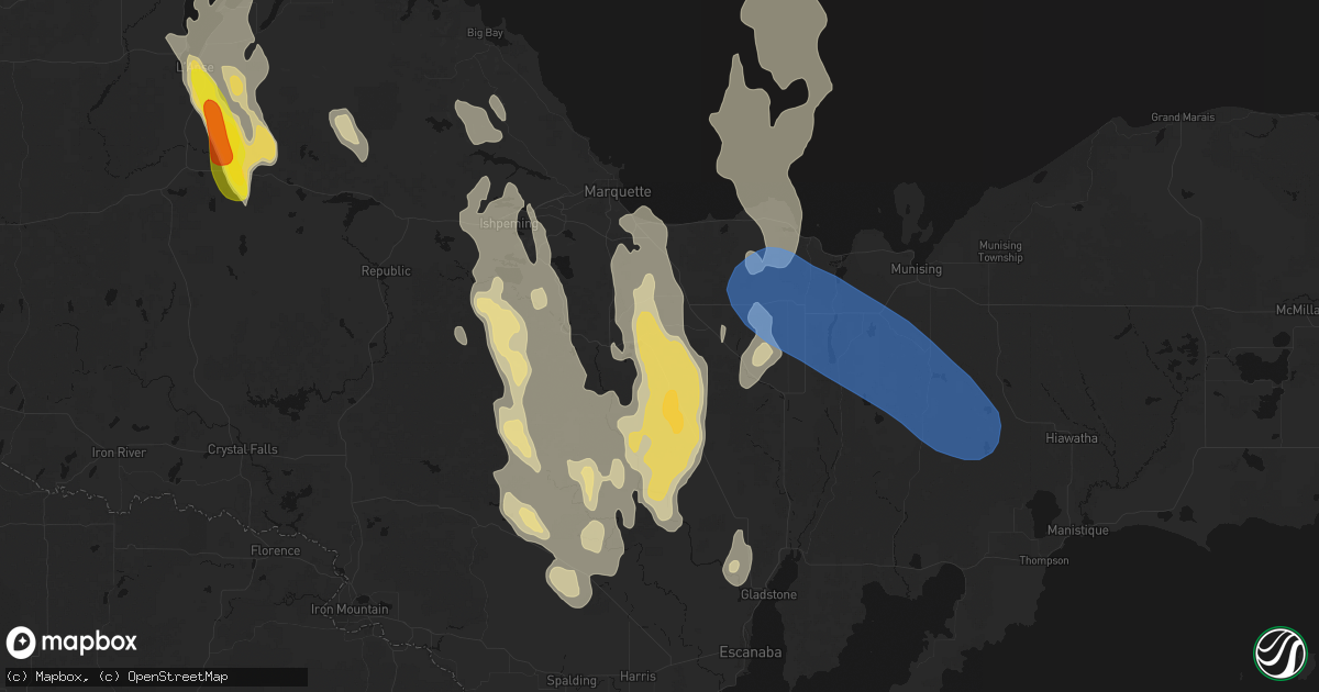 Hail map in Little Lake, MI on July 12, 2026