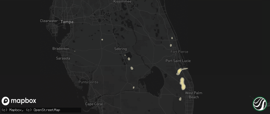 Hail map in Lorida, FL on July 12, 2026