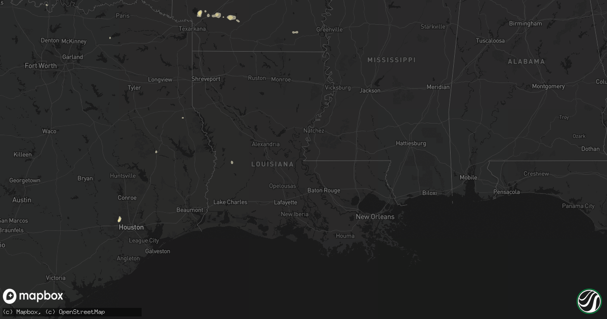 Hail map in Louisiana on July 12, 2026