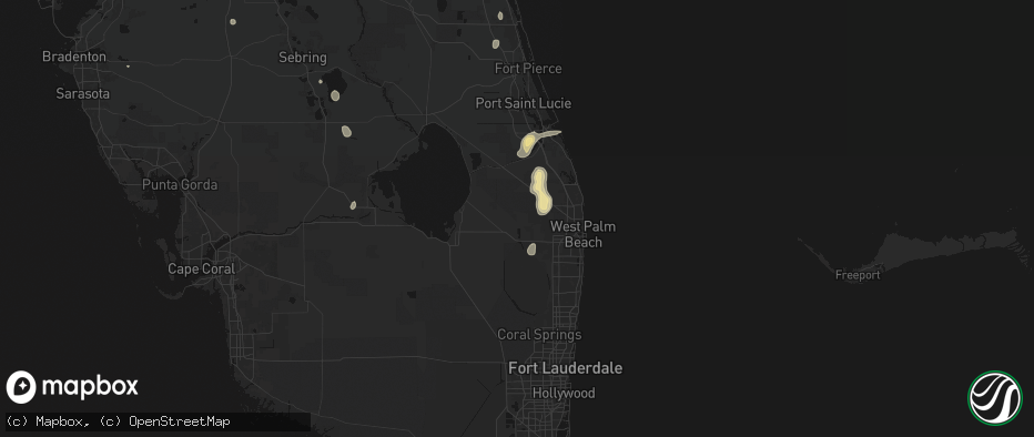 Hail map in Loxahatchee, FL on July 12, 2026
