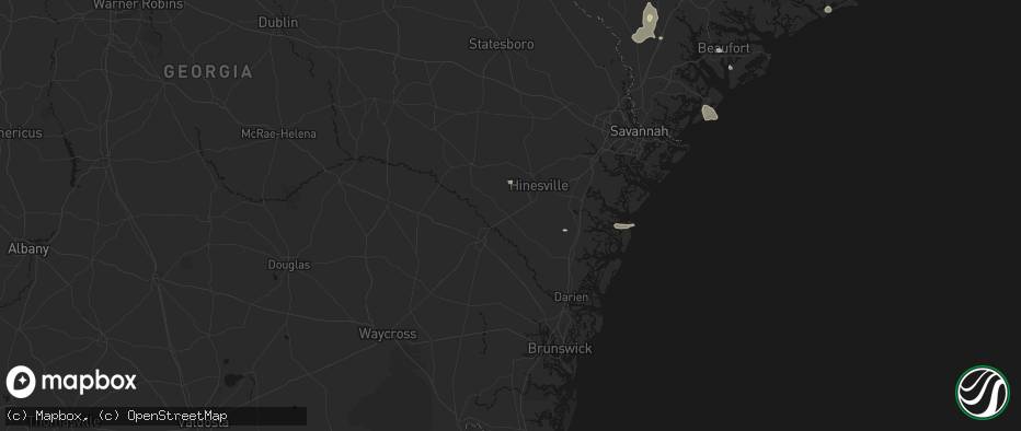 Hail map in Ludowici, GA on July 12, 2026