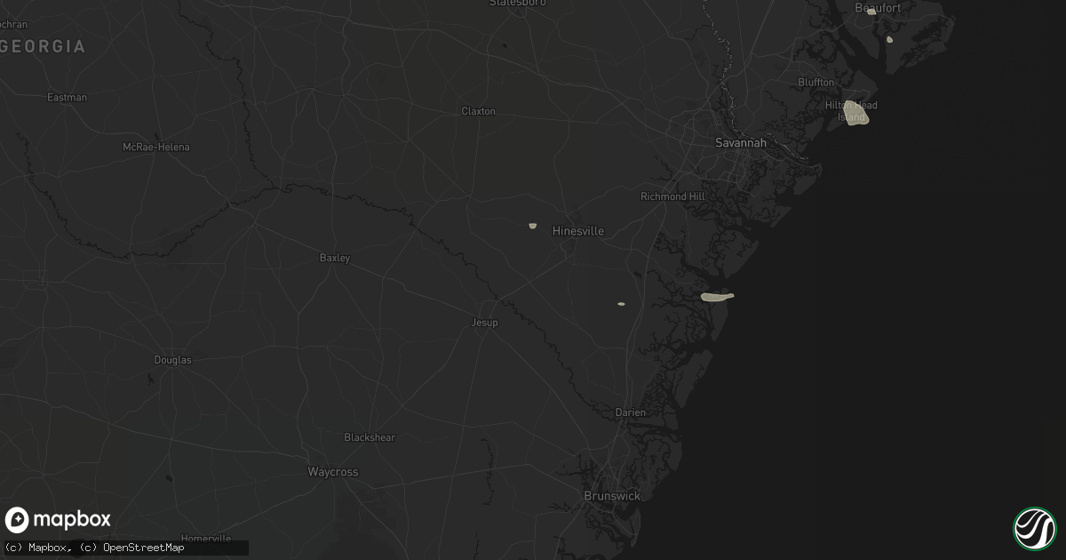 Hail map in Ludowici, GA on July 12, 2026