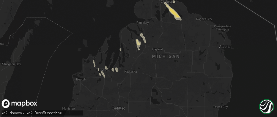 Hail map in Mancelona, MI on July 12, 2026