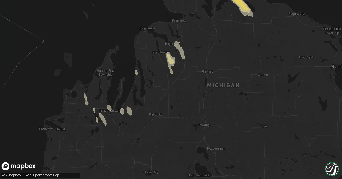 Hail map in Mancelona, MI on July 12, 2026