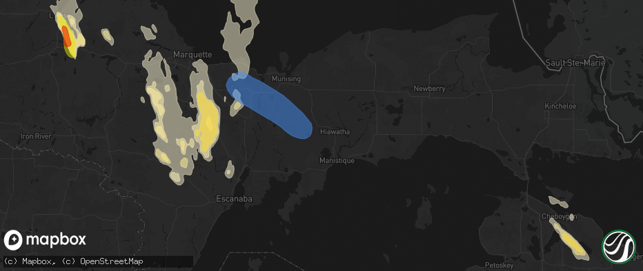 Hail map in Manistique, MI on July 12, 2026
