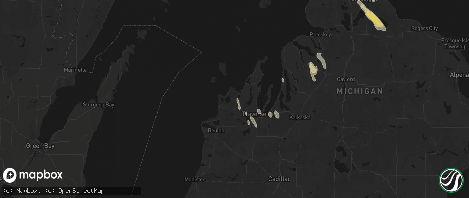 Hail map in Maple City, MI on July 12, 2026