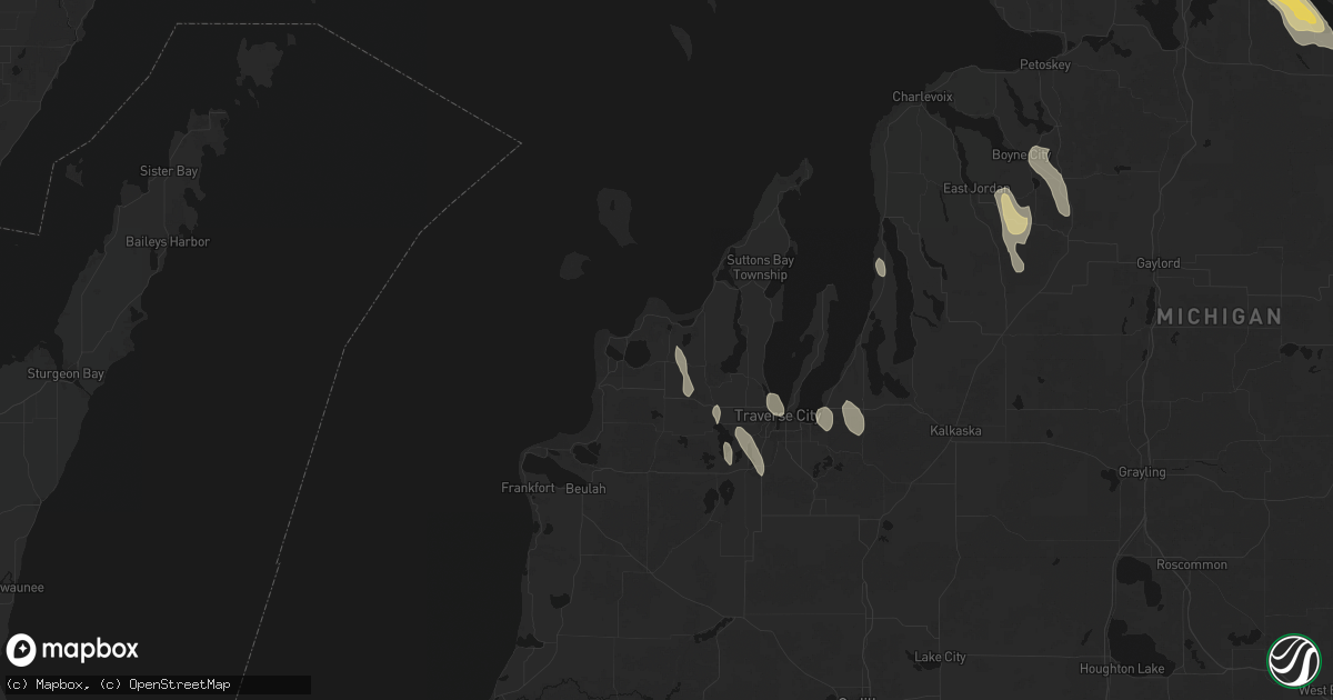 Hail map in Maple City, MI on July 12, 2026