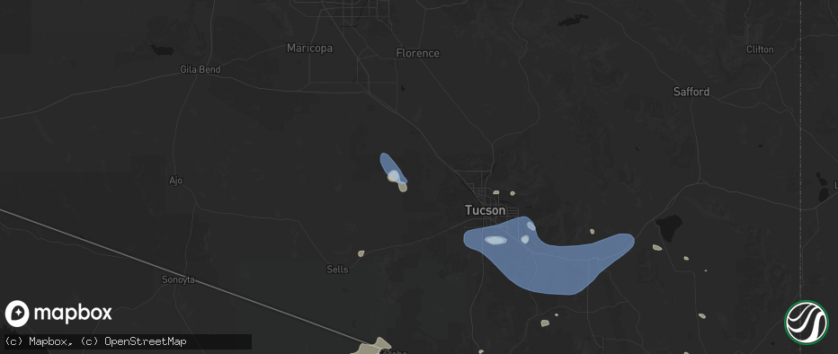 Hail map in Marana, AZ on July 12, 2026