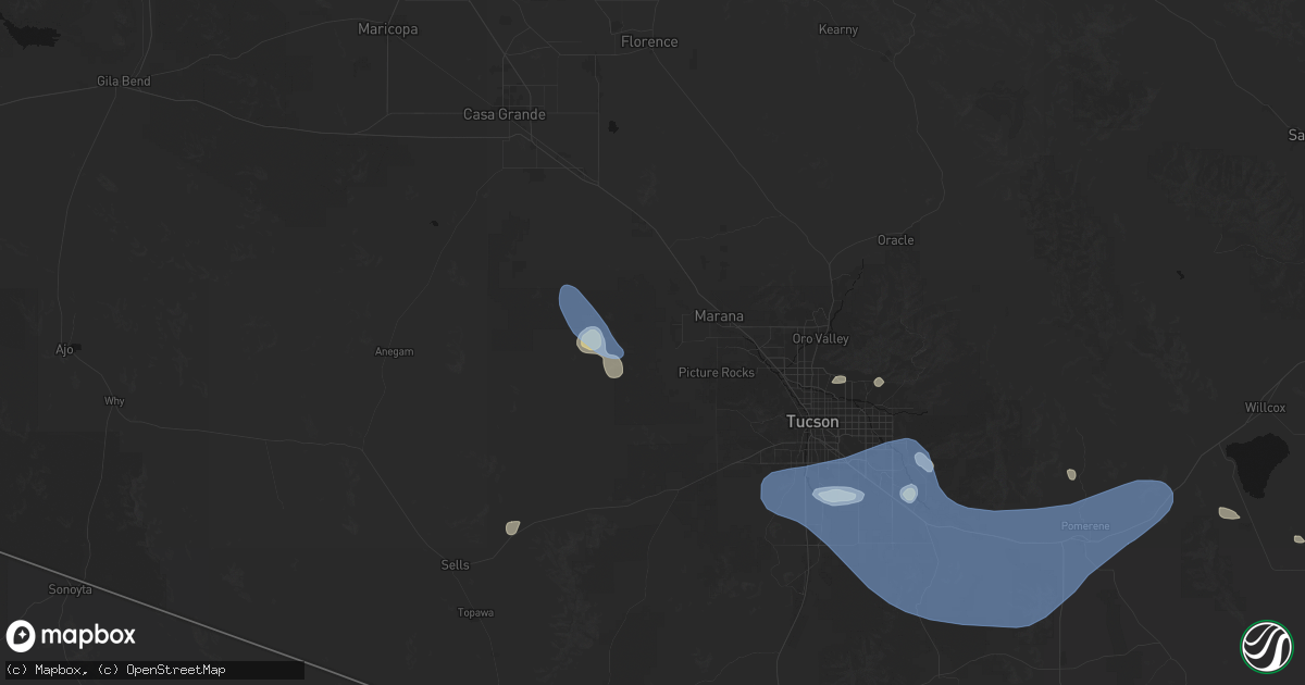 Hail map in Marana, AZ on July 12, 2026