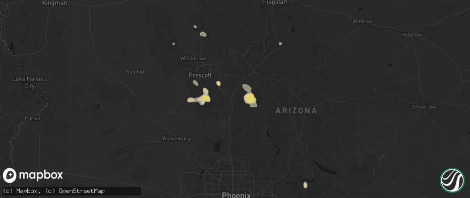 Hail map in Mayer, AZ on July 12, 2026