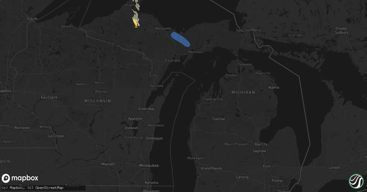 Hail map in Michigan on July 12, 2026