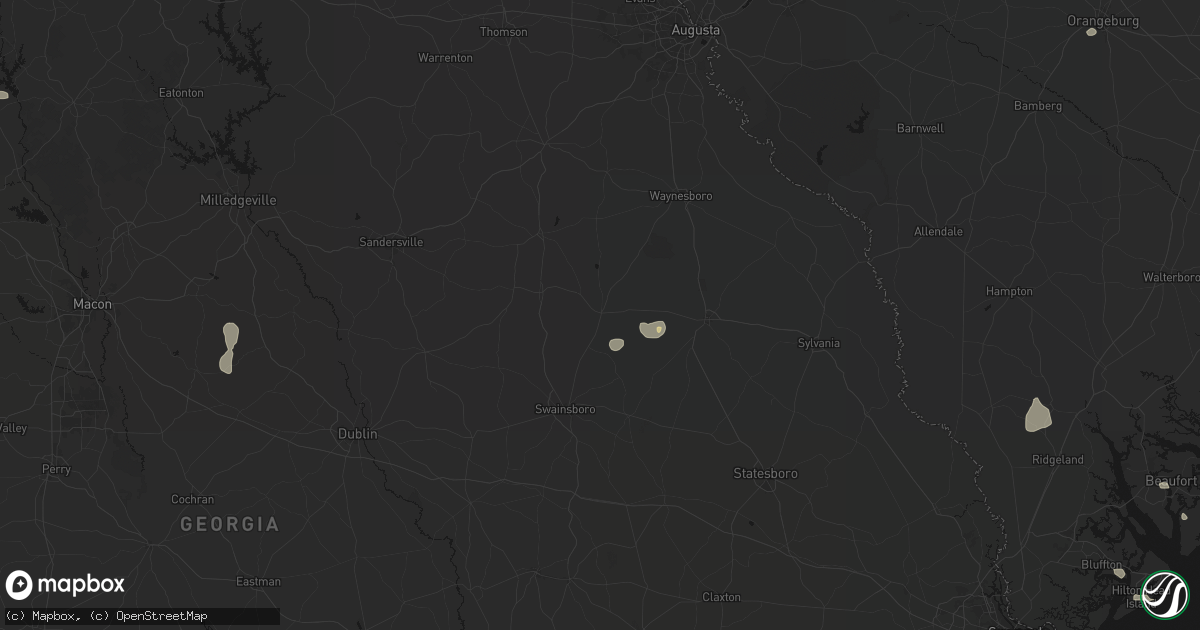 Hail map in Midville, GA on July 12, 2026