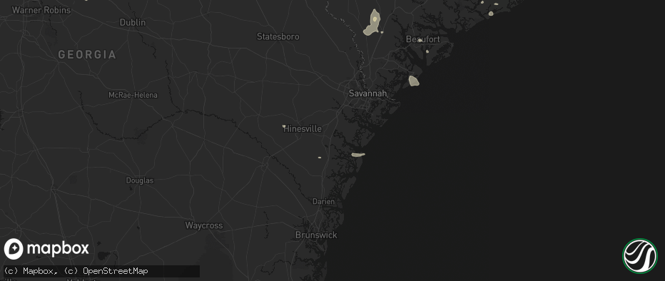 Hail map in Midway, GA on July 12, 2026