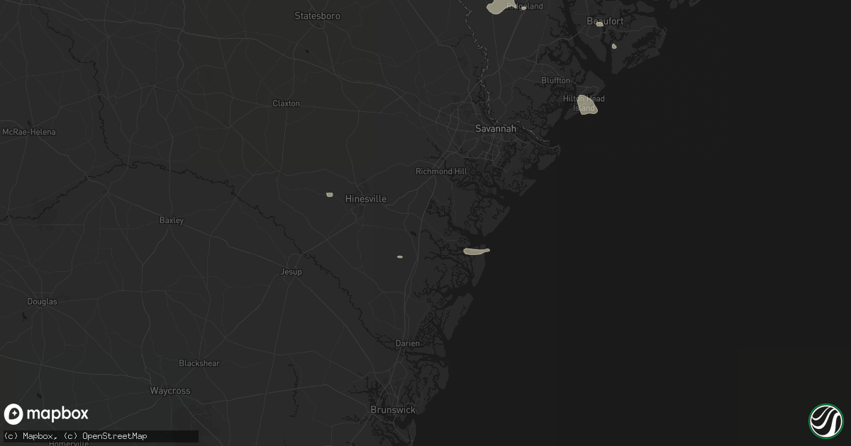 Hail map in Midway, GA on July 12, 2026