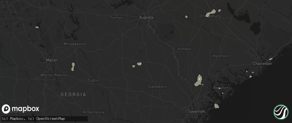 Hail map in Millen, GA on July 12, 2026