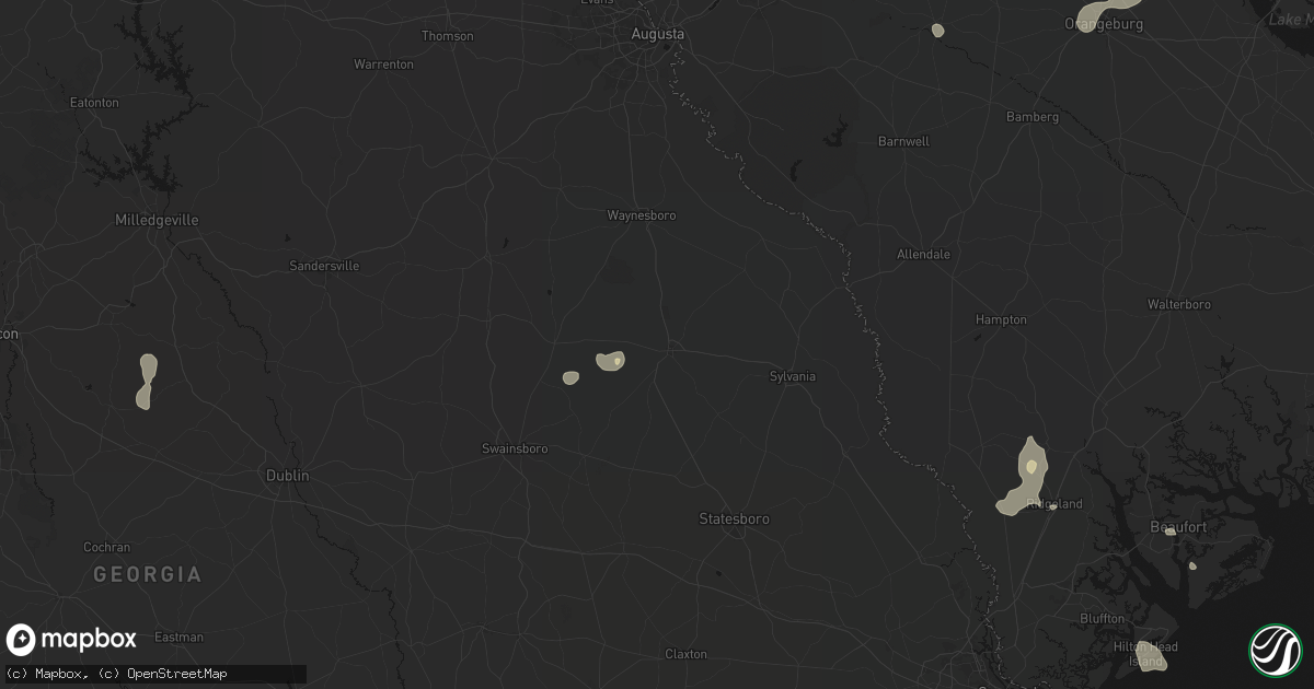 Hail map in Millen, GA on July 12, 2026