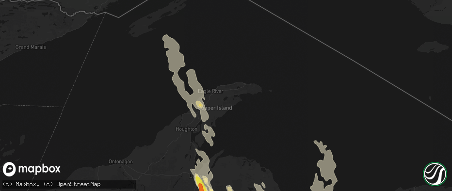 Hail map in Mohawk, MI on July 12, 2026