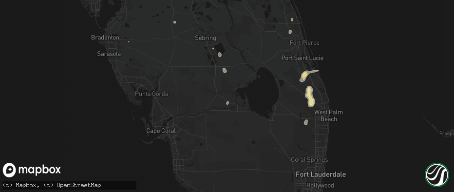 Hail map in Moore Haven, FL on July 12, 2026