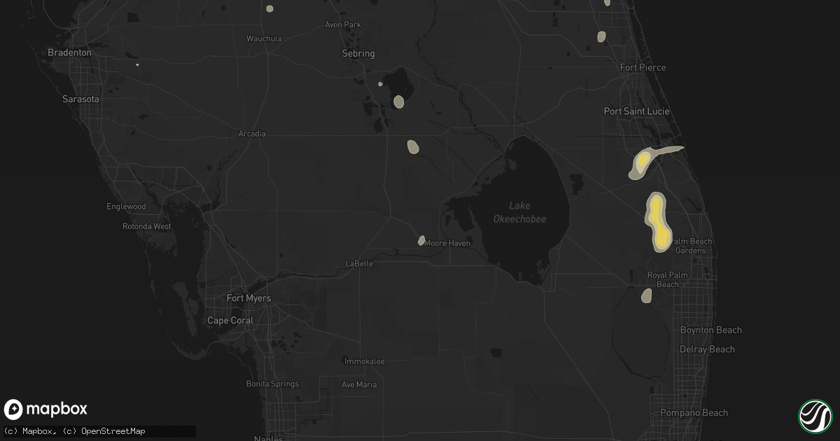 Hail map in Moore Haven, FL on July 12, 2026