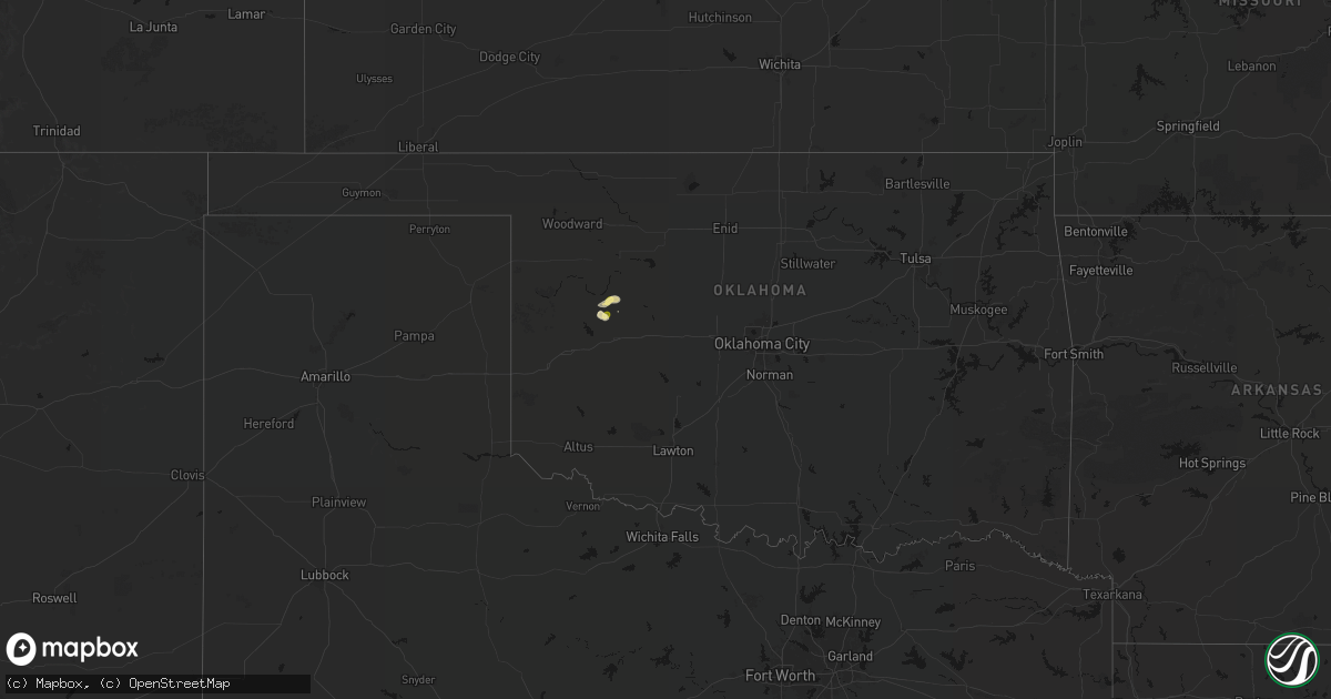 Hail map in Oklahoma on July 12, 2026