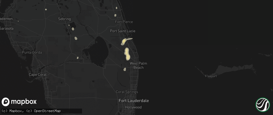 Hail map in Palm Beach Gardens, FL on July 12, 2026