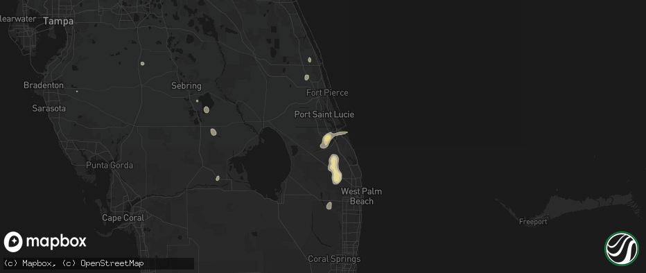 Hail map in Palm City, FL on July 12, 2026