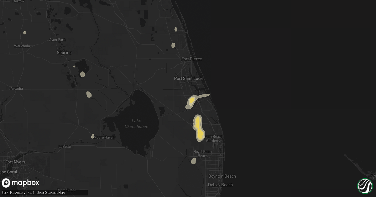 Hail map in Palm City, FL on July 12, 2026