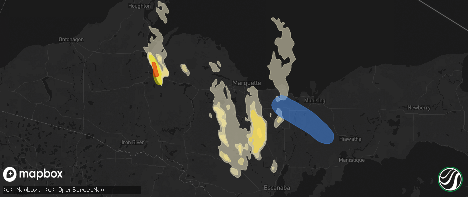 Hail map in Palmer, MI on July 12, 2026