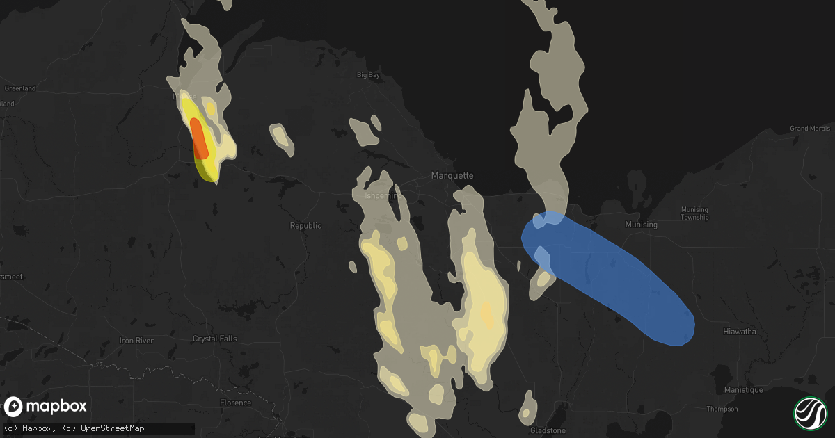 Hail map in Palmer, MI on July 12, 2026
