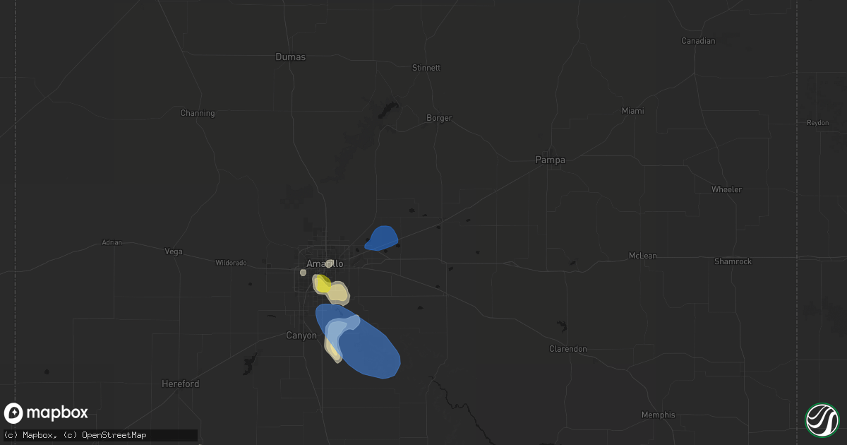 Hail map in Panhandle, TX on July 12, 2026