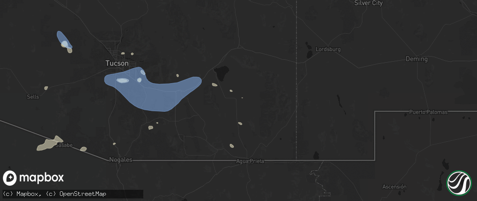 Hail map in Pearce, AZ on July 12, 2026