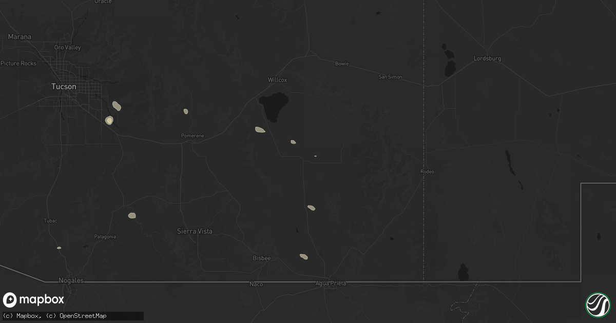 Hail map in Pearce, AZ on July 12, 2026