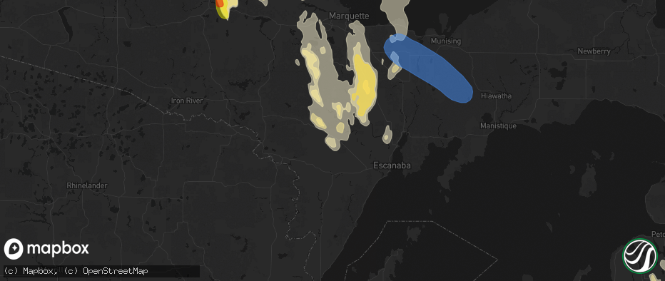 Hail map in Perronville, MI on July 12, 2026
