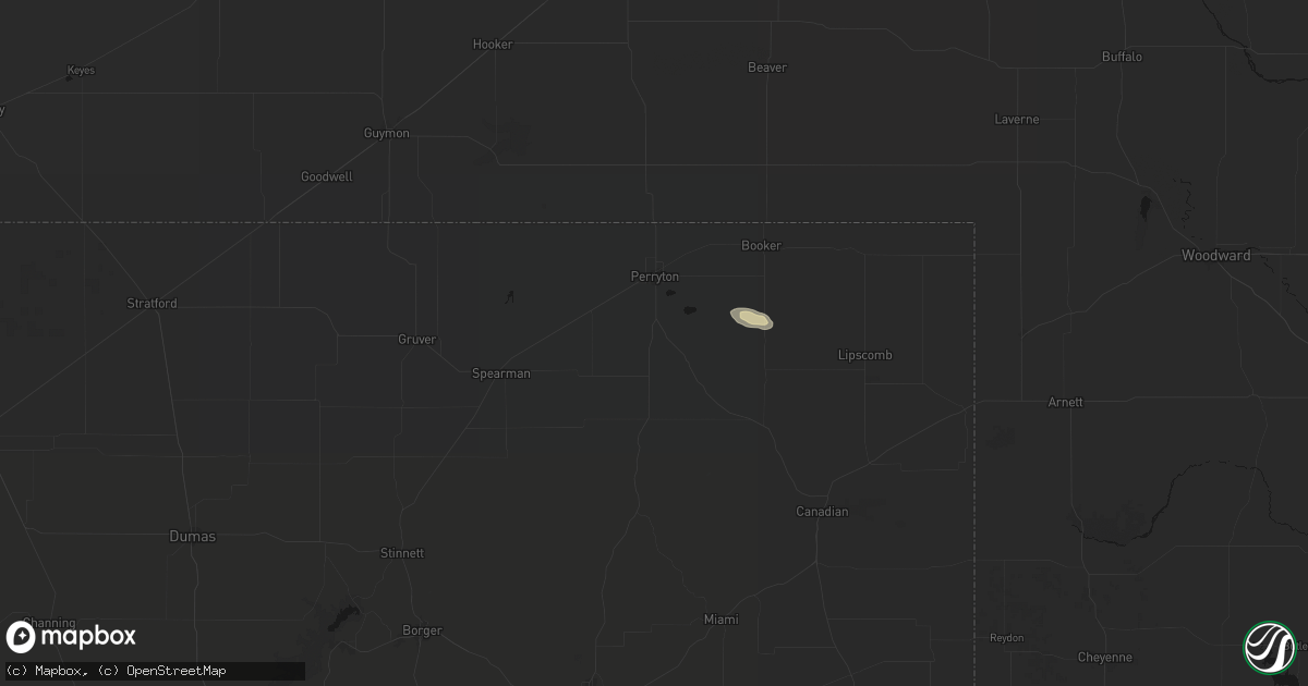 Hail map in Perryton, TX on July 12, 2026