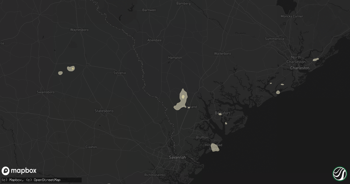 Hail map in Pineland, SC on July 12, 2026