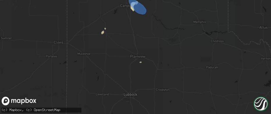 Hail map in Plainview, TX on July 12, 2026