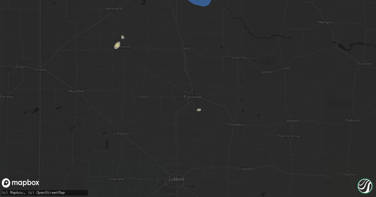 Hail map in Plainview, TX on July 12, 2026