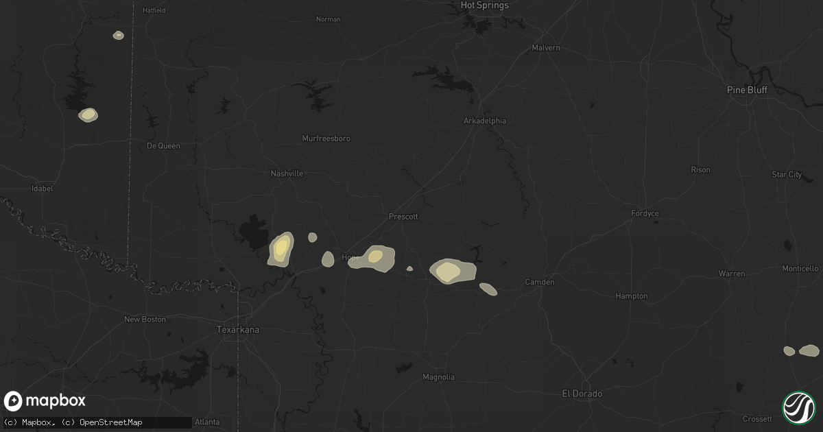 Hail map in Prescott, AR on July 12, 2026