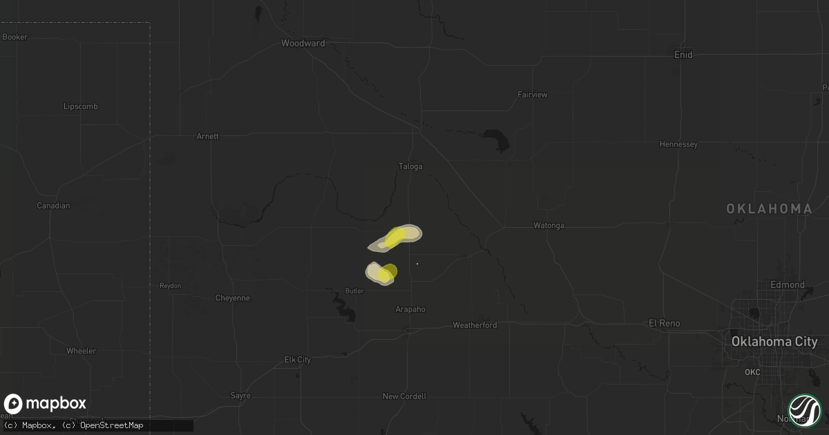 Hail map in Putnam, OK on July 12, 2026
