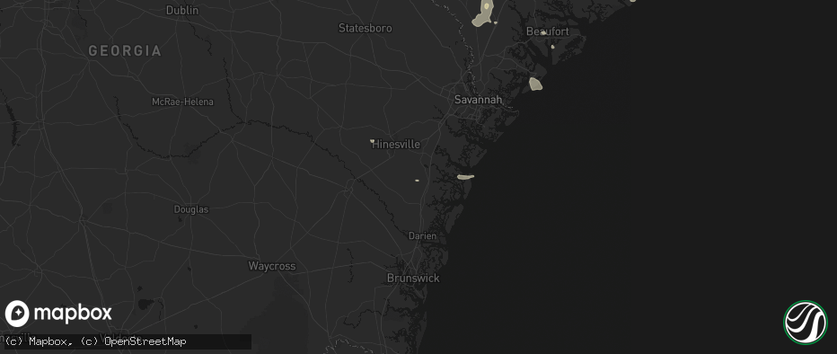 Hail map in Riceboro, GA on July 12, 2026
