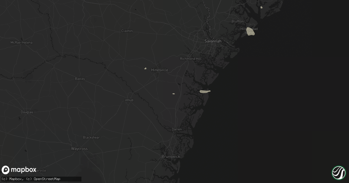 Hail map in Riceboro, GA on July 12, 2026