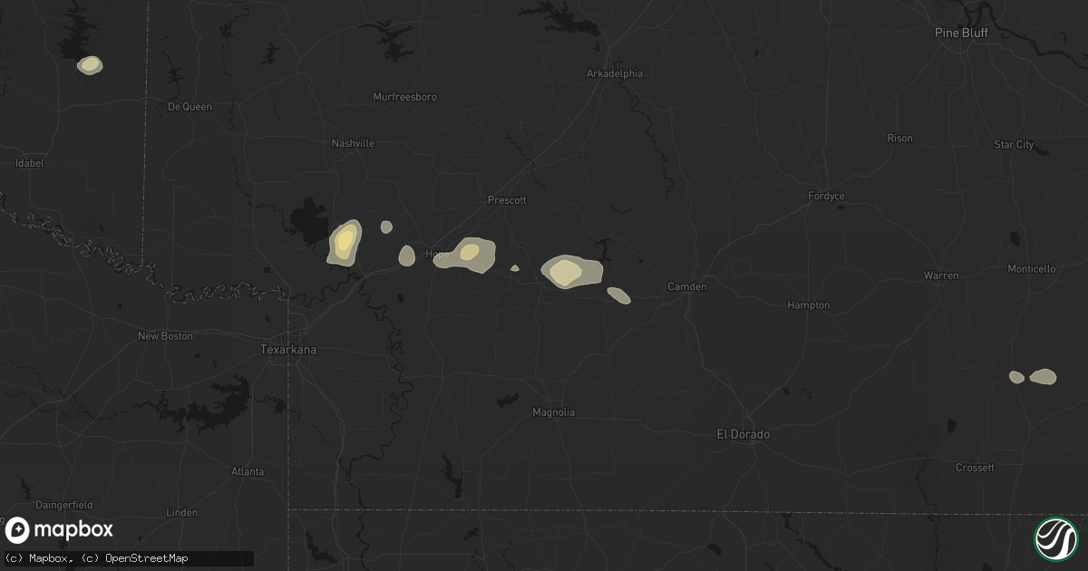 Hail map in Rosston, AR on July 12, 2026