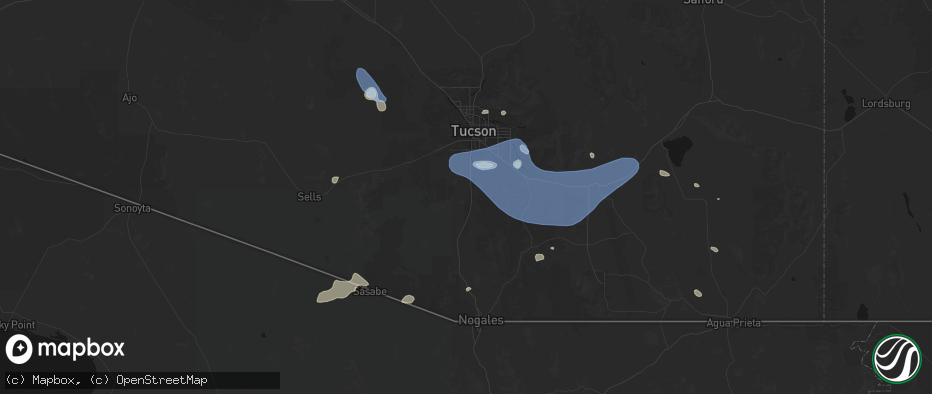 Hail map in Sahuarita, AZ on July 12, 2026