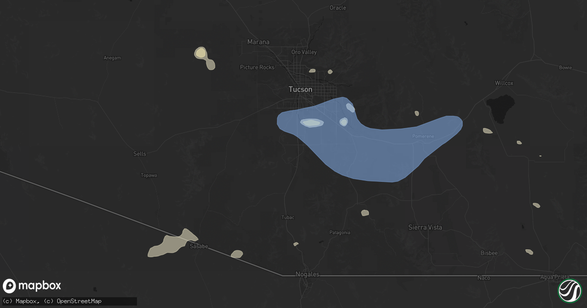 Hail map in Sahuarita, AZ on July 12, 2026