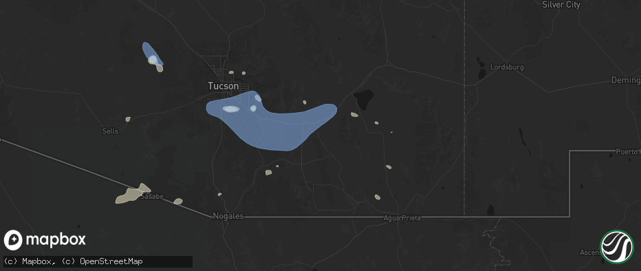 Hail map in Saint David, AZ on July 12, 2026