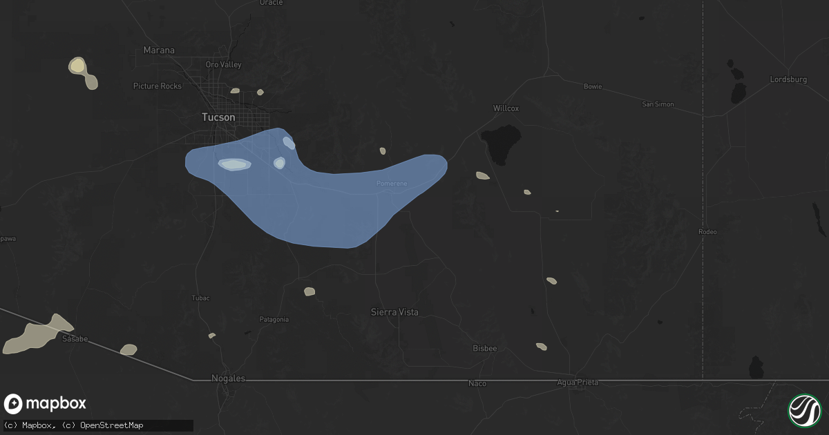 Hail map in Saint David, AZ on July 12, 2026
