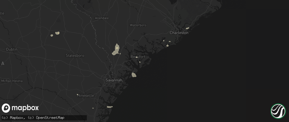 Hail map in Saint Helena Island, SC on July 12, 2026