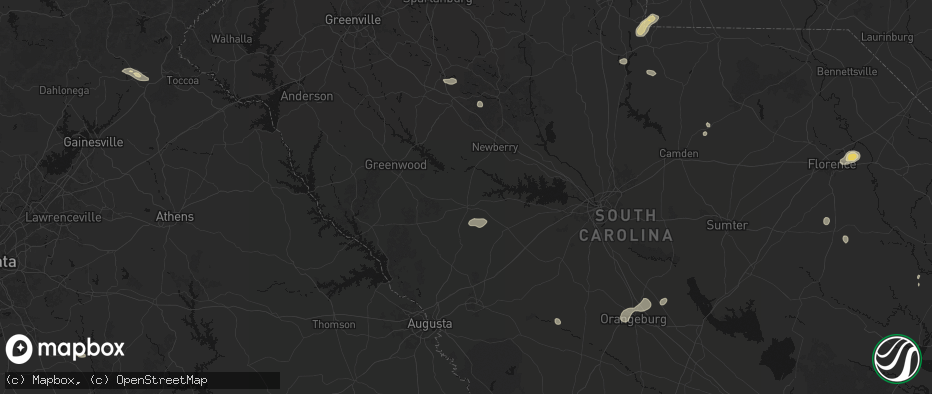 Hail map in Saluda, SC on July 12, 2026