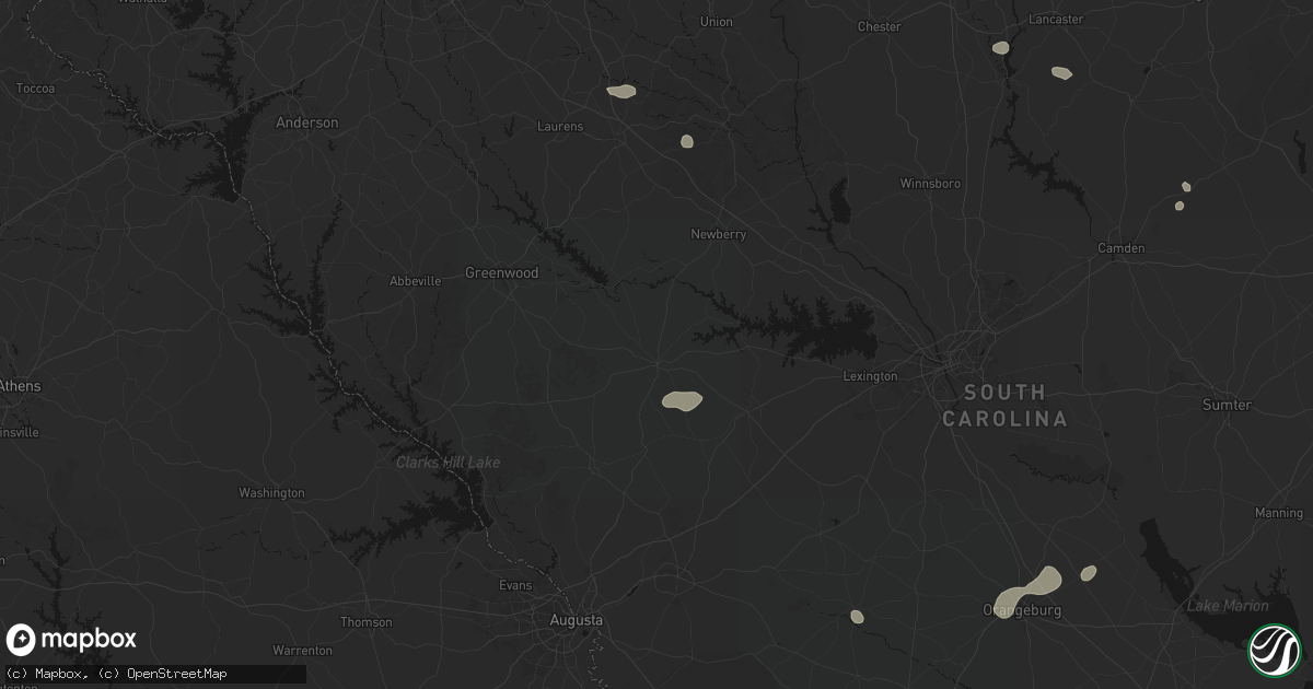 Hail map in Saluda, SC on July 12, 2026
